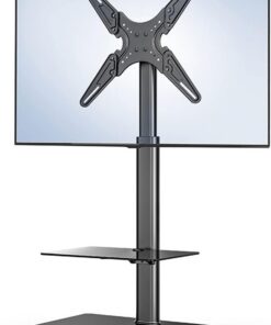 FBSHAD Carte de télévision Mobile pour téléviseurs de 55 Pouces, Meuble de télévision à Hauteur réglable avec Roues, Porte-télévise du Sol au Plafond en Acier à Froid pour la Maison Le Bureau