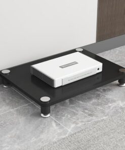 Support pour Tourne-Disque HiFi 4 Niveaux, 3 Niveaux, 2 Niveaux, Meuble stéréo d'angle pour Bureau/Salon/Salon de thé, étagère de Rangement Audio/vidéo avec Patins antidérapants (Noir, 1 niv