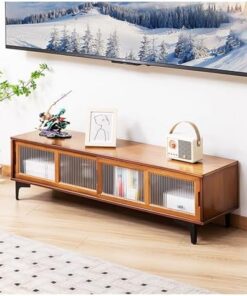 Meuble TV, Meuble de Rangement, Console multimédia, Meuble TV Moderne et Discret avec Rangement pour Salon (Marron, 120 cm/47 po)