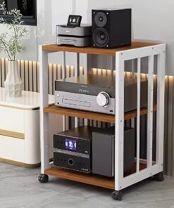 Générique Meuble Audio avec étagère réglable, Meuble TV d'angle à 3/4/5 Niveaux/Meuble stéréo pour Tourne-Disque avec roulettes, Support de Composants stéréo de Divertissement pour Bureau à Domicile,
