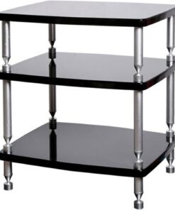 Support Audio, Support multimédia AV en Alliage d'aluminium à 4 Niveaux avec Repose-Pieds, Armoire stéréo de Rangement Ouverte, Support Audio Stable (3 Niveaux)