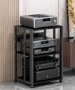 Support multimédia multicouche, étagères audio-vidéo, support multimédia AV, supports et supports stéréo avec étagères de rangement ouvertes, armoire à composants, support multimédia AV pour