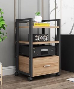 Support d'amplificateur de haut-parleur avec roulettes universelles, étagère audio/vidéo multimédia AV 3/4/5 niveaux, armoire de composants de lecteur CD moderne réglable pour cuisine, salon
