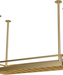 Étagère à vin Moderne en métal à Suspendre au Plafond, avec Support pour Verres, Rangement pour Bouteilles de vin, élégante étagère décorative pour Bar, Cuisine, Restaurant, 100 x 35 cm