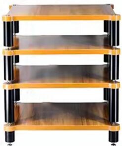 Meuble HiFi pour platines vinyles - Meuble AV à Quatre Niveaux en Bois Massif pour amplificateurs et équipements vidéo - Conçu pour Les systèmes de Divertissement à Domicile
