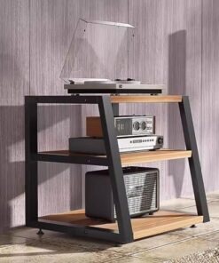 Support multimédia AV de 60 cm de haut - Support d'équipement audio vidéo commercial à domicile - Support multimédia audio avec pieds - Support de tour multimédia à 3 niveaux pour barre de s