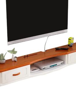 Meuble TV/Meuble TV Flottant Fixé Au Mur,Étagère De Rangement,Composant D'armoire De Centre De Divertissement, avec 2 Tiroirs,pour Routeur De Boîtier De Câble De Console Audio/vidéo