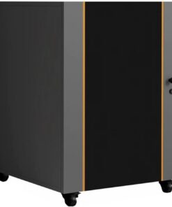 Meuble Hi FI, Meuble Audio Vidéo avec Gestion des câbles, Bois Massif, Etagères réglables en Hauteur, avec Roues silencieuses Meuble Rack Audio(Gray,22.8x24.8)