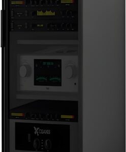Meuble HiFi, meuble de support multimédia avec hauteur réglable et poulie, avec porte en verre trempé, Meuble Rack Audio, rangement d'armoire AV for le bureau à domicile, etc.(23.2" x 23.6" x 4