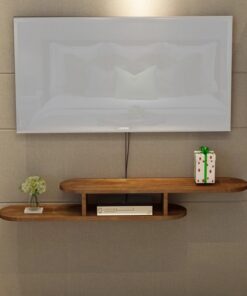 Meuble TV 100% Bois Console TV Flottante Console multimédia Supports de télévision Centre de Divertissement pour Salon, Chambre à Coucher (Couleur : Marron, Taille : 120 cm/47 Pouces)