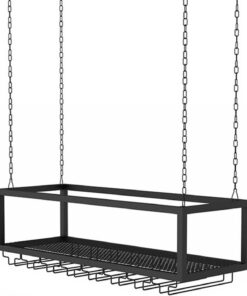 Porte-Bouteilles de vin de Plafond, chaîne en Fer métallique Suspendue, Support pour Bouteilles de vin, Support décoratif pour Verres à vin, pour Bars, Restaurants, Cuisines (Taill