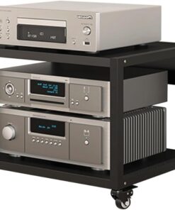 Support pour Haut-Parleur HiFi à 2/3/4/5 Niveaux, Support vidéo avec roulettes, métal Robuste, étagères réglables, Meuble TV Moderne adapté à Une Utilisation à Domicile et au Bureau (40 cm).