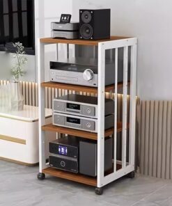 Support Audio à 4 Niveaux, Meuble de Composants stéréo au Sol, Support multimédia Facile à déplacer, étagère multimédia de Grande capacité, Support DVD pour amplificateurs/lecteurs/accessoir