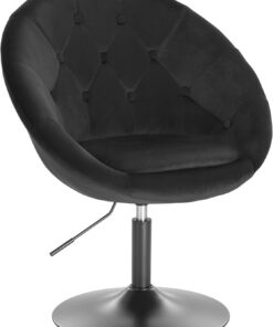 WOLTU Chaise Coiffeuse, Tabouret Bar avec Dossier, en Velours, Noir | Chase Haute Pivotant, Fauteuil de Bureau, Réglable en Hauteur, pour Bar, Bureau, Coiffeuse, Salle à Manger