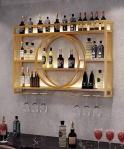 Casier à vin Mural en Fer pour Bouteilles d'alcool - Étagères flottantes Modernes en métal pour Bar