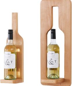 Porte-Bouteilles, Porte-Bouteilles en hêtre Naturel, Porte-Bouteilles, Bar Vintage - Organisateur de Rangement pour étagères flottantes industrielles - Étagère à vin à Fixation Murale, décor
