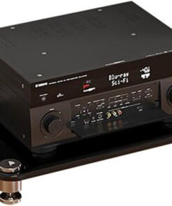 Rack Audio À 4 Niveaux, Meuble Hi FI for Composants AV en Verre Trempé, Meuble Rack Audio en Acier Inoxydable, Tour De Support Multimédia, Meuble Audio Vidéo Noir(1-Tier)
