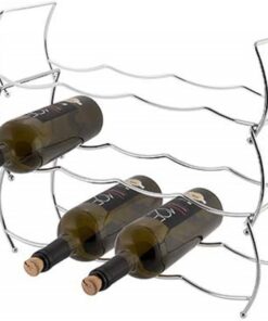axentia Porte-Bouteilles, Support à Bouteilles en Fil de Fer pour 12 Bouteilles, Casier à Bouteilles de Vin à Trois Niveaux, env. 43 x 42 x 15 cm, Argenté