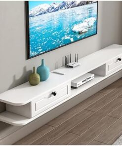 Générique Meuble TV Flottant avec Porte, Meuble TV Mural, Centre de Divertissement Moderne, Grand Banc de Rangement TV pour Salon (140 cm)