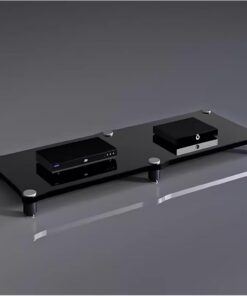 Armoire de système stéréo de Grande capacité, Support d'équipement Audio, Noir, Acier et Bois, Armoire de Composants Audio/vidéo, étagère stéréo, 1/2/3 Couches, Support Hi-FI Robuste (1 nive