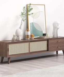 Générique Meuble TV en Bois avec tiroirs, Portes coulissantes, Console TV, Meuble TV, Console multimédia, Supports TV pour Salon (Couleur : Marron, Taille : 120 cm/47 Pouces)