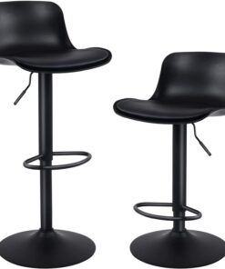 YOUNIKE Tabouret Bar Chaises Haute de Bar Assise Tabouret d'îlot Central Cuisine Siege Bar Lot de 2 Industriel Moderne Reglable Rotation Metal Pivotante Noir