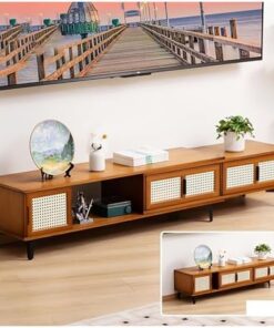 Meuble TV Extensible, Armoire de Rangement télescopique, Centre de Divertissement Moderne avec tiroirs pour Salon, Chambre à Coucher (Marron)