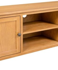 ZXLIHS Meuble TV – Armoire en Bois de chêne Massif Marron avec Compartiments de Rangement – ​​Idéal pour la décoration du Salon Le Rangement multimédia – Assemblage Facile requis.