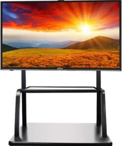 Meuble TV pour Salle à Manger, Meuble TV Mobile pour téléviseurs de 40 à 86 Pouces, Chariot TV à roulettes réglable en Hauteur avec étagère multimédia et roulettes, supporte Jusqu'