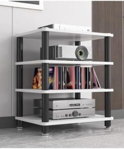 Meuble de support multimédia audio vidéo robuste à 4 niveaux, étagère pour composants stéréo, consoles de jeux, appareils de divertissement, équipement électronique, tourne-disque, récepteur