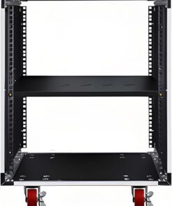 Meuble HiFi, Rangement for Rack Audio, Meuble Meuble stéréo, Support Audio, Cadre Ouvert réseau Rack de Serveur, avec poulie for Consoles de Jeu/Apple TV/ps4(12U 1 Tier)