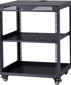 Rack Audio en Métal, Meuble Hi FI Ouverte, Meuble Audio Vidéo avec Étagères Réglables, Meuble Rack Audio Mobile, Centre De Divertissement d'angle(3-Tier)