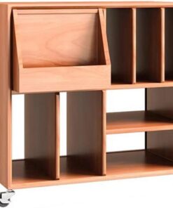 Stockage de CD Meuble de rangement for disques vinyles, livres et magazines en bois avec roulettes universelles Enregistrer