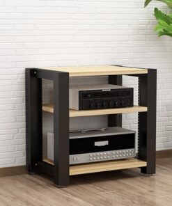 Meuble multimédia AV, meuble stéréo, support de rangement, tour audio, centre de divertissement d'angle, meuble vidéo, idéal pour lecteurs DVD, consoles de jeux, décodeurs TV et décodeurs câ