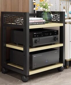 Meuble stéréo, Support multimédia pour Composants AV, Support Audio à Plusieurs Niveaux, Tour Audio roulante, Meuble Audio sur Pied, Support pour Lecteur CD, étagère d'angle réglable, suppor
