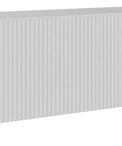 Selsey Meuble TV Suspendu 200 cm Blanc Mat Design Moderne – Rangement à 4 Compartiments Façade Rainurée Idéal Déco Élégante et Contemporaine Salon/Chambre Panneau Laminé/MDF Solide