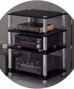 Meuble d'angle AV Ma, étagère à Contenu, Meuble Tour en Bois à 2-4 Niveaux pour Lecteur CD, idéal pour la Maison, Le Bureau, la vidéo, Le DJ ou Le cinéma.