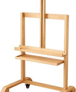 Support TV sur Pied en Bois, Support TV roulettes Mobile, Chariot TV Roulant pour Téléviseurs de 45 À 65 Pouces, Meuble TV au Sol Réglable en Hauteur, avec Étagère AV(Natural)