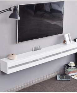Meuble TV Suspendu Meuble TV Flottant, Console multimédia Murale de 59", Centre de Divertissement Moderne et étroit avec Porte Rabattable, for Salon et Chambre à Coucher Meuble TV Mural
