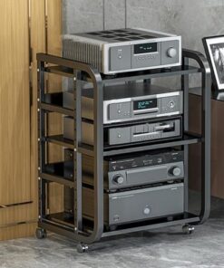 Générique Étagère de Rangement roulante pour Console de Jeux vidéo, Support multimédia AV à 3, 4 et 5 Niveaux, Armoire pour Composants Audio pour Salon/Salle de Classe/théâtre/Salle d'enregistrement,