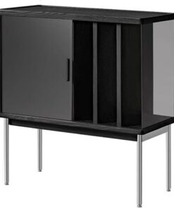 Stockage de CD Meuble de rangement minimaliste en bois for disques vinyles avec pieds acier inoxydable, meuble d'appoint for canapé Enregistrer