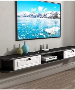 Générique Meuble TV Flottant Moderne avec Portes, Meuble TV Mural, Grande Console multimédia pour Salon et Bureau, avec Rangement (120 cm)