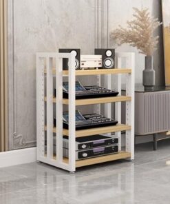 Générique Meuble Audio stéréo à 4 Niveaux, Meuble de Rangement Audio/vidéo, Meuble TV en Bois pour la Maison, Le Bureau, Le cinéma, Les Jeux, Les réunions (Noyer)
