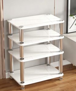 Support multimédia, étagère de jeu, vitrine CD, meuble AV multifonctionnel et moderne, étagère DVD, meuble TV d'angle, étagère de projecteur, facile à assembler, pour le salon, les jeux, la