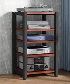 Armoire Rack pour équipement Audio, Support multimédia AV à 5, 4, 3 ou 2 Niveaux, Tour Audio-vidéo avec Pieds antidérapants, Support d'imprimante Vertical (B, Hauteur 100 cm)