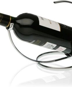 Avilia Porte-Bouteille pour vin et Liqueur - Support Organisateur pour Bar, Facile à Nettoyer, Parfait comme idée Cadeau, 10 x 26 x 19 cm, en métal chromé, argenté