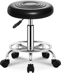 Bar Chair Tabourets de comptoir, Tabouret pivotant à roulettes sur 5 Roues avec Rembourrage de siège Plus épais, Tabouret Facial pour Salon de Massage, Spa, Tabouret de Bar en Cuir PU à Hauteur