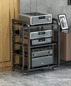 Support multimédia AV, support audio mobile, armoire de rangement multimédia, étagère de centre de divertissement, armoire stéréo à 3/4/5 niveaux, armoire audio tour pour cinéma maison, salo