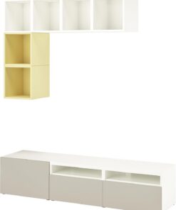 ProTuning EKET/BESTÅ Combinaison d'armoire pour TV, blanc/jaune pâle, 180 x 42 x 170 cm