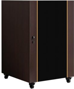 Rack Audio en Bois, Meuble Hi FI Mobile, Meuble Rack Audio avec Étagères Réglables, Meuble Audio Vidéo avec Serrure De Porte, Gestion des Câbles Et Conception Respirante(Walnut,3-Tier)